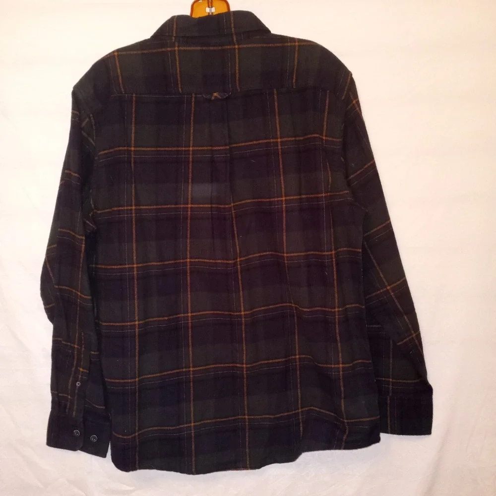 Eddie Bauer Flannel Shirts Mens Sz L Long‎ Sleeve Button Up Green Blue Plaid 2